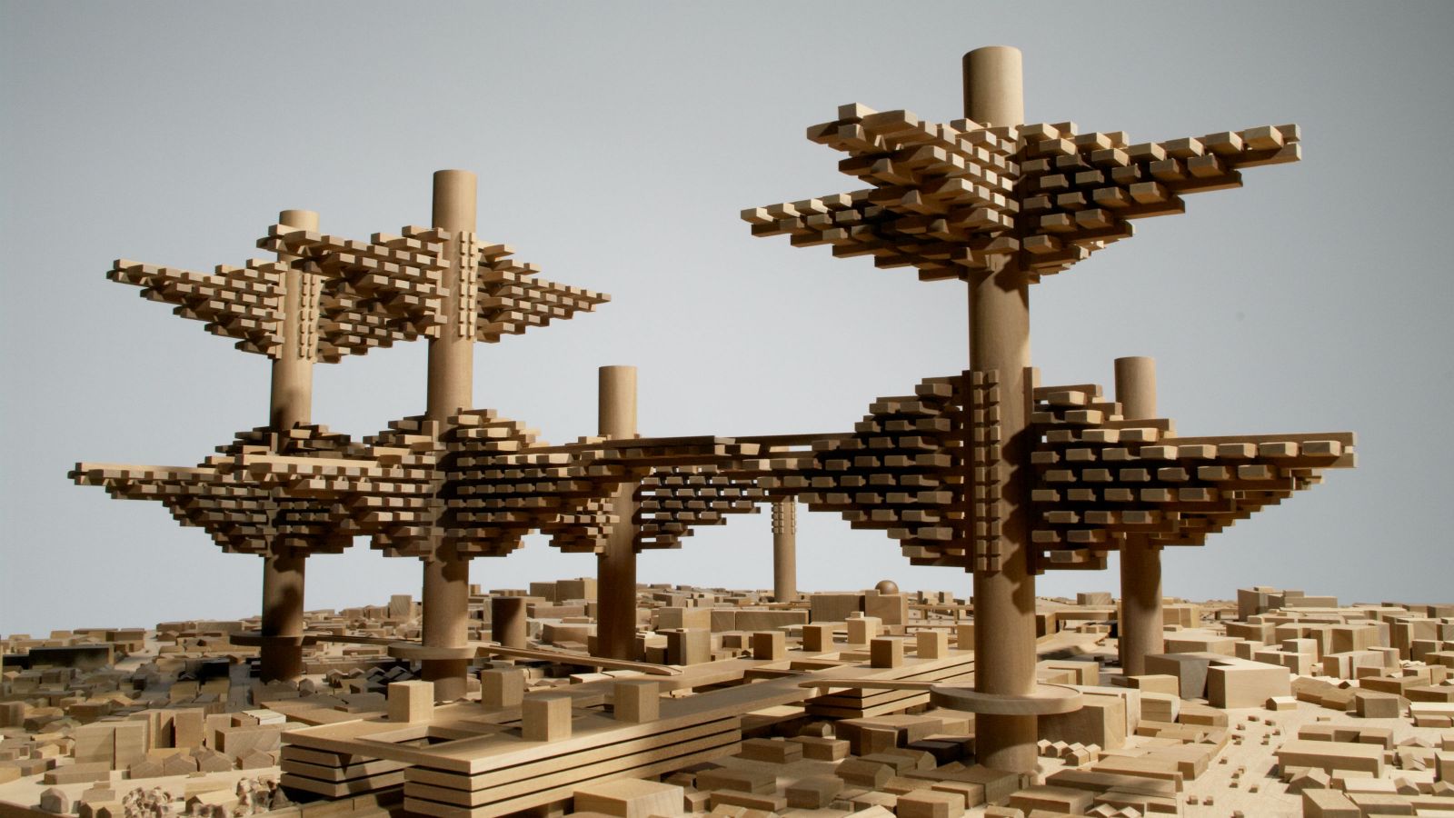 Architectural model of cities in the air.