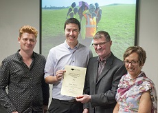 Aaron Johnston receiving Rachael Westergaard Memorial award Aaron Johnston receiving Rachael Westergaard Memorial award