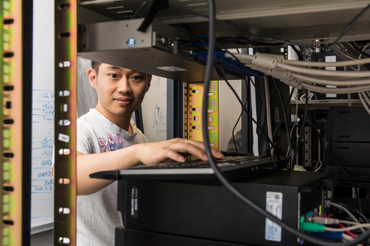 Dr Bryan Ng in the university machine room.