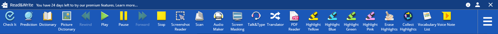 Toolbar of Read&Write