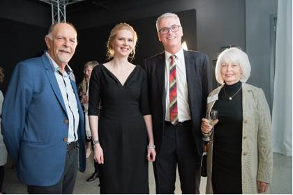 From left, Jamie Selkirk and Kristy Grant, of Miramar Creative Ltd, Victoria&rsquo;s Professor Frazer Allan, and Ann Selkirk smile at the camera.