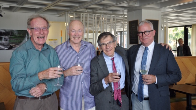 Professors of Classics smile for the camera - Emeritus Professor Chris Dearden, Emeritus Professor John Davidson, Professor Art Pomeroy, Professor Jeff Tatum.
