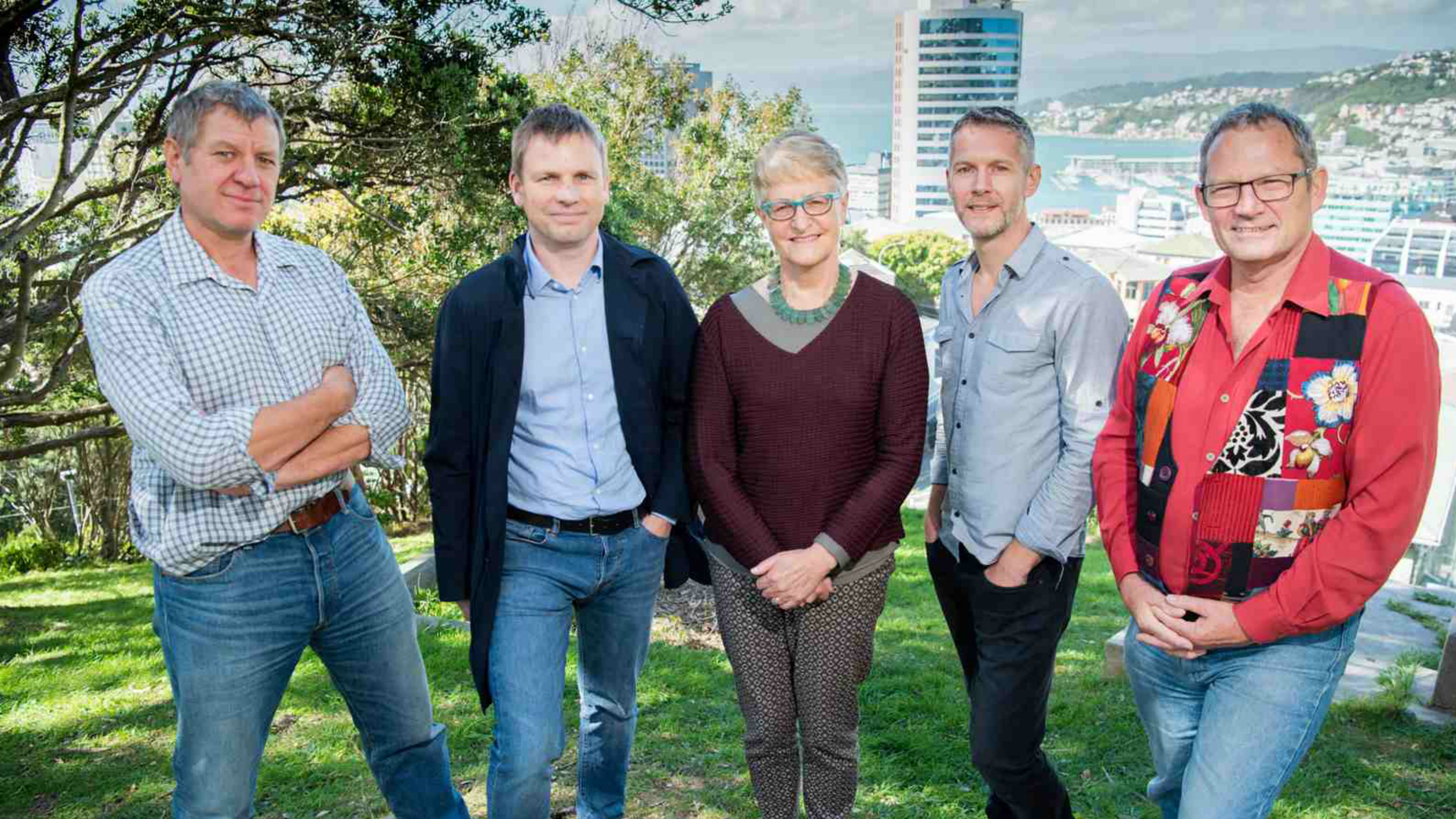 Climate Change policies experts - VUW Professor Dave Frame, Professor Andrew Mackintosh, Dr Judy Lawrence, Associate Professor Nick Golledge, Professor James Renwick.