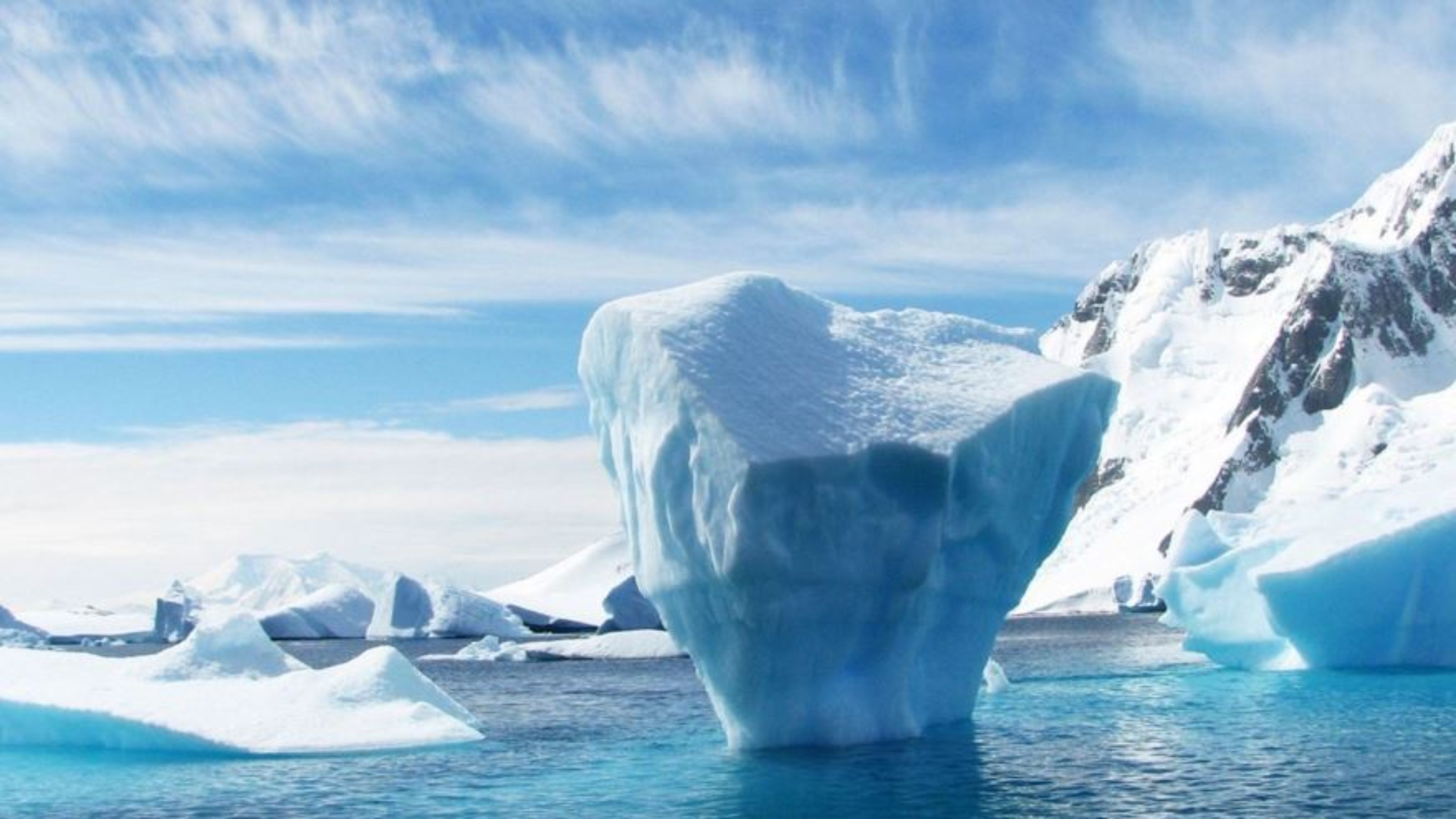 An iceberg in water. 