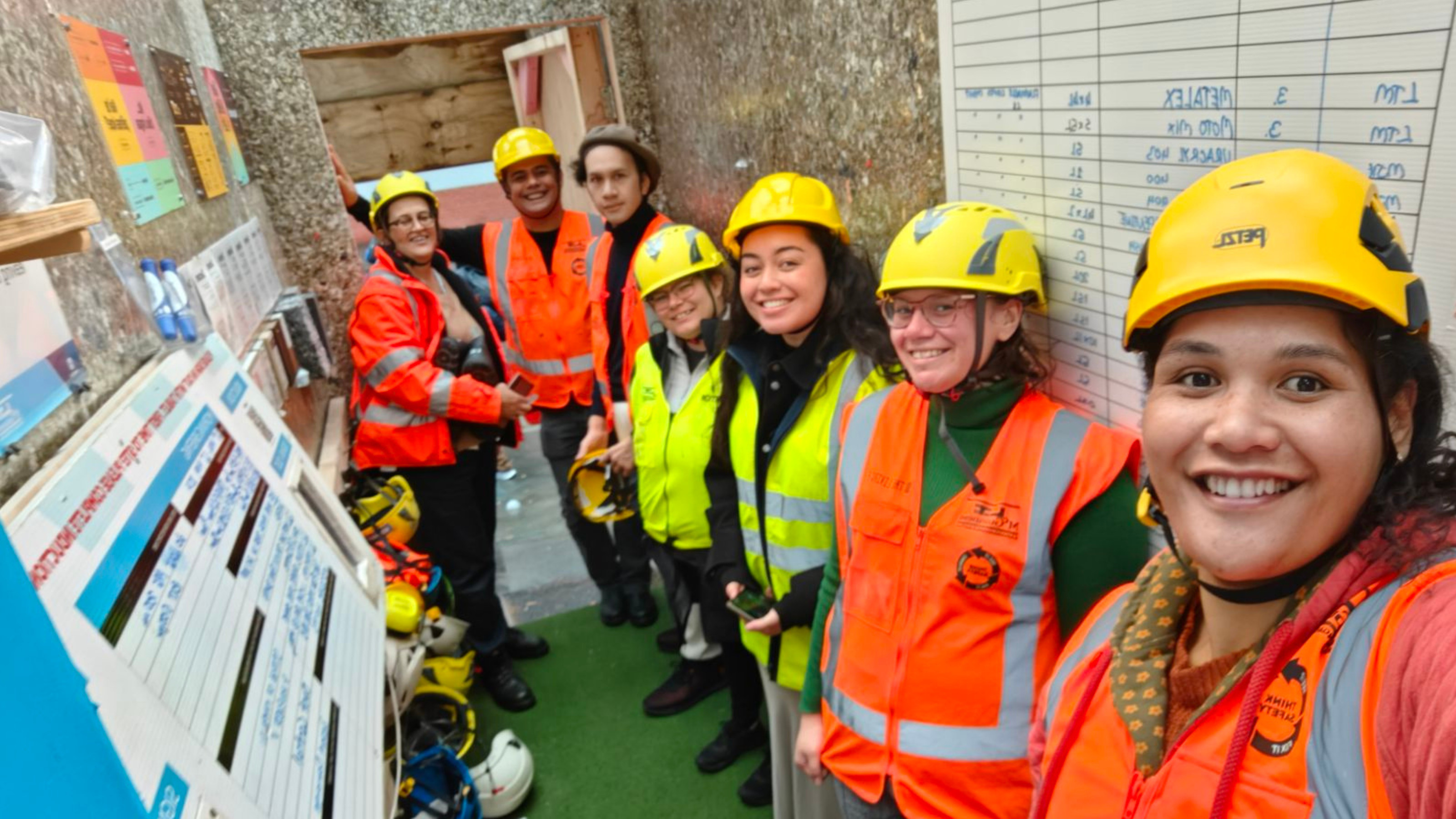 People from Te Kawa a Māui in hard hats and hi vis vests.