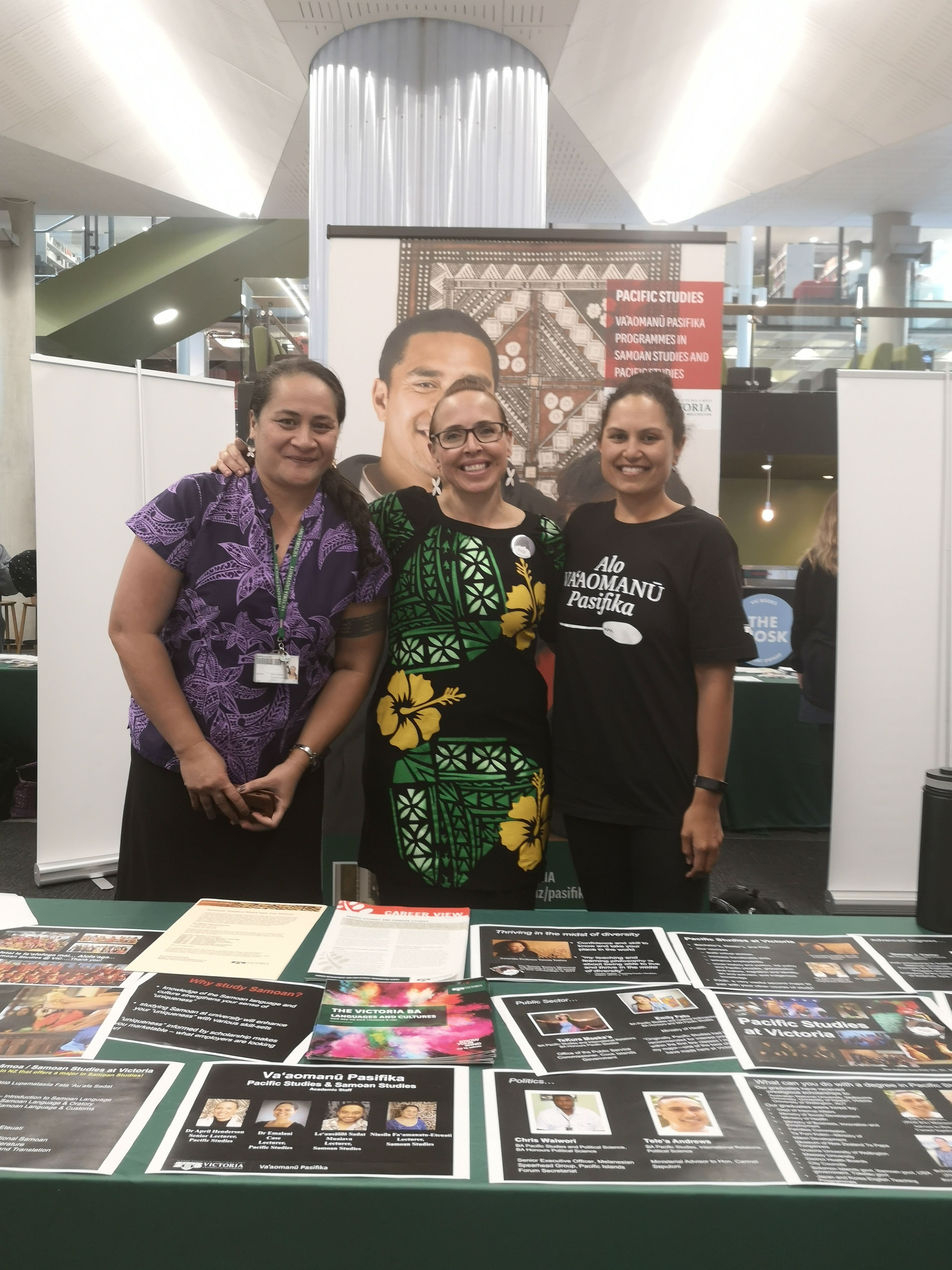 VASA at Pasifika Orientation Night 2019 - Left to Right, Niusila Fa’amanatu-Eteuati, April Henderson and Emalani Case.