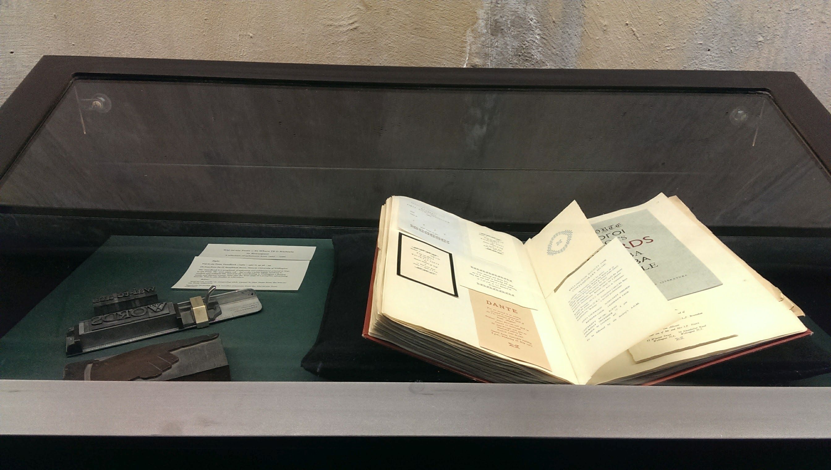 wtap-exhibition-guardbook.jpg The case featuring the Wai-te-ata Guardbook, a scrapbook record of our publications.