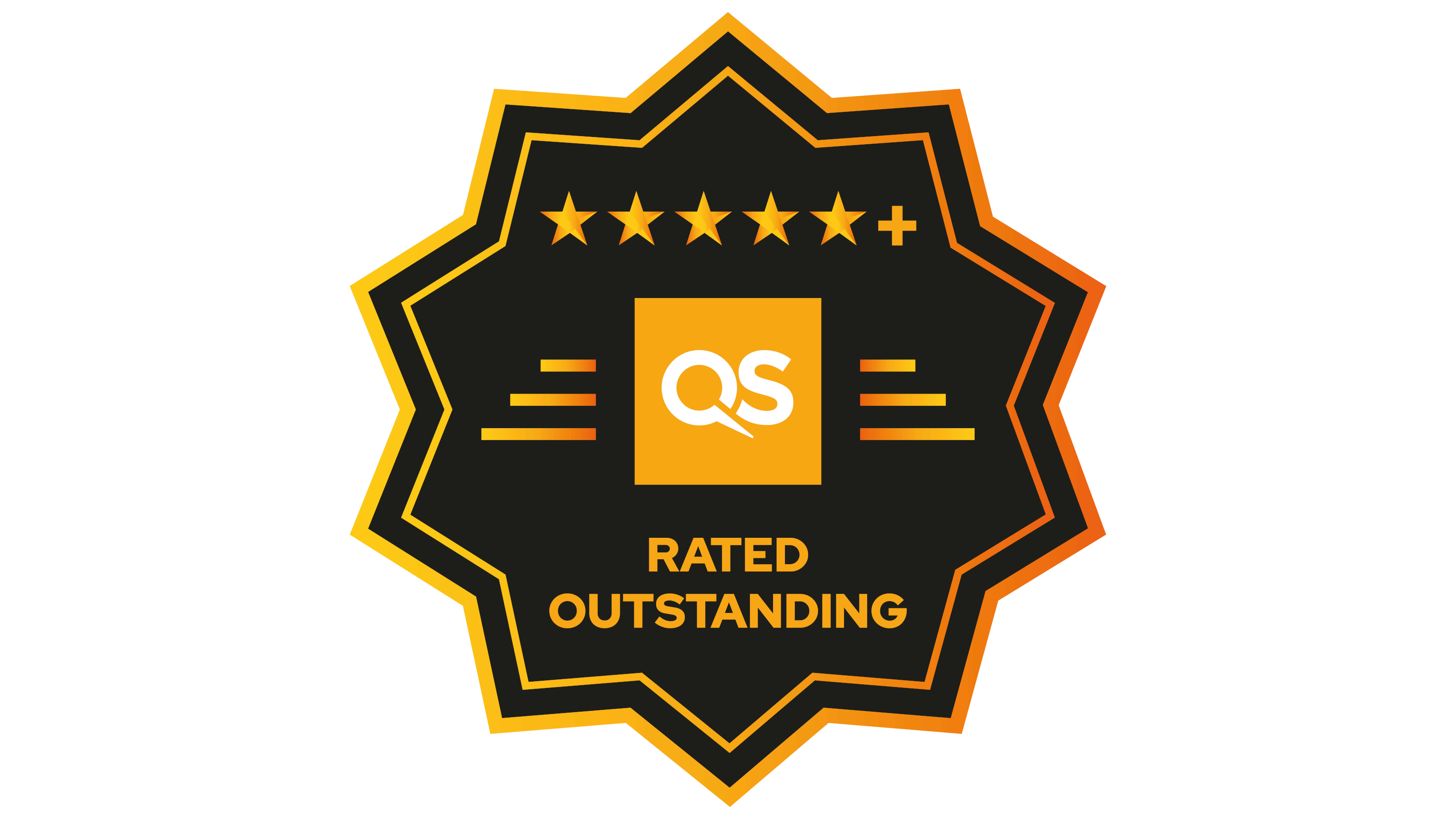 QS logo with five stars and the word outstanding