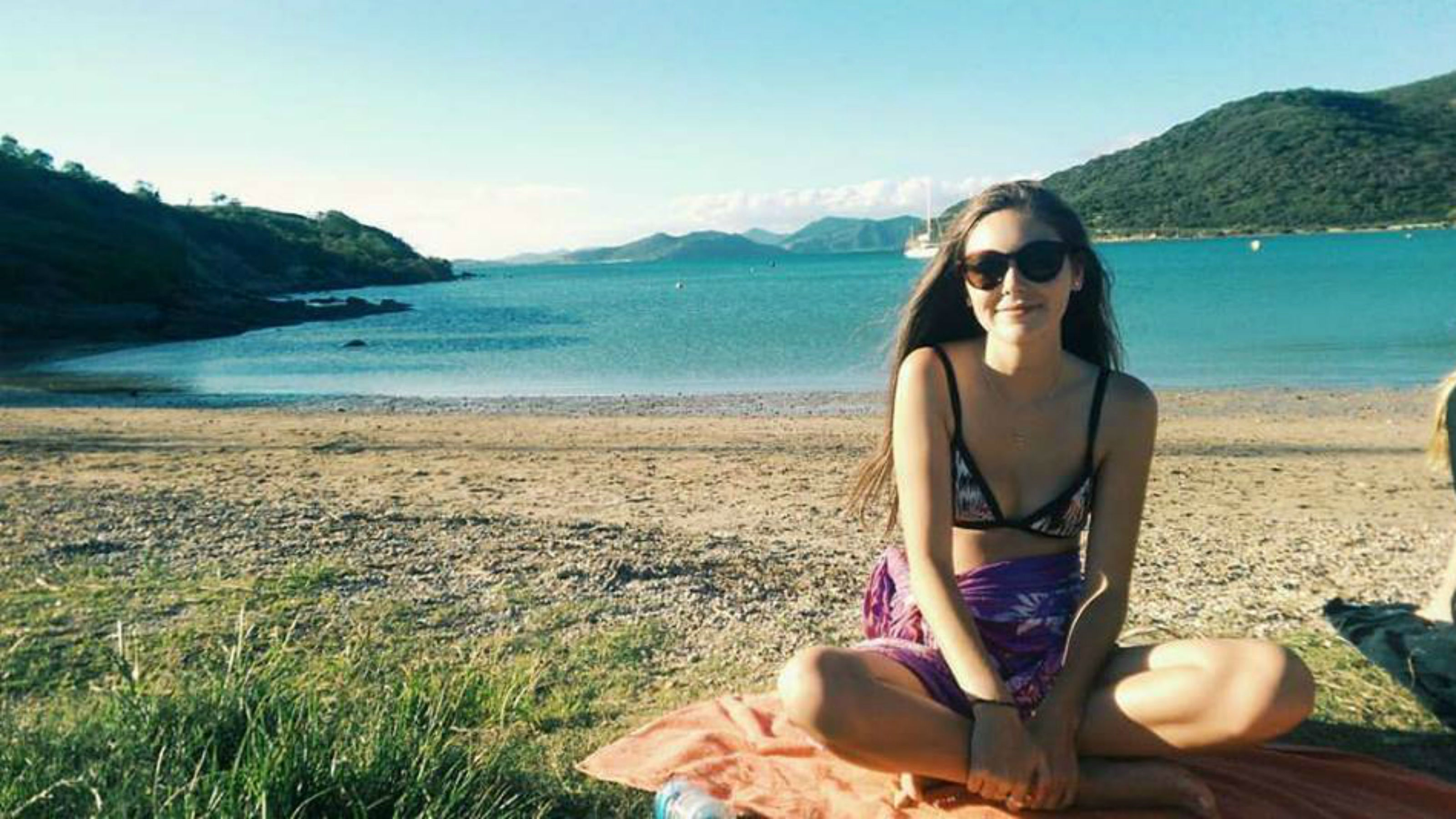 Victoria student, Sammy, on a beach in New Caledonia.