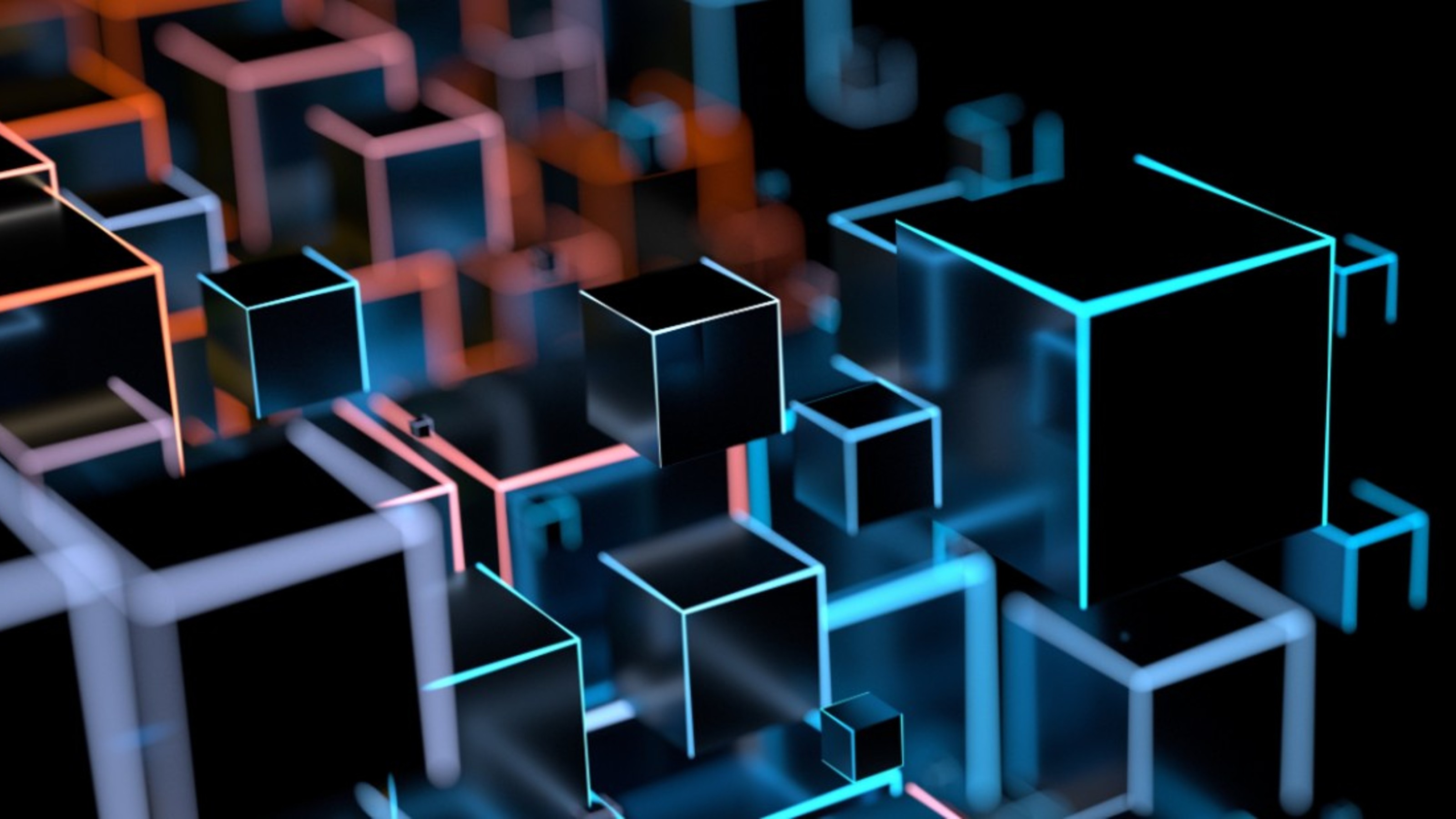 bright cube edges on black background