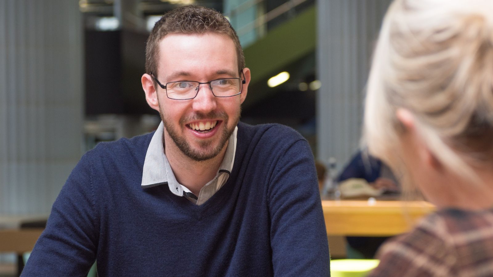Zak Murray.jpg Photo of Zak Murray in Te Herenga Waka—Victoria University of Wellington's Hub building. Zak has brown hair and wears glasses and a grey collared shirt under a navy jumper.
