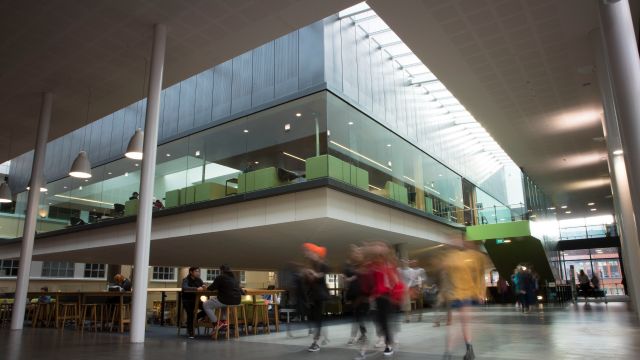 Researchers walking through the university's kelburn campus