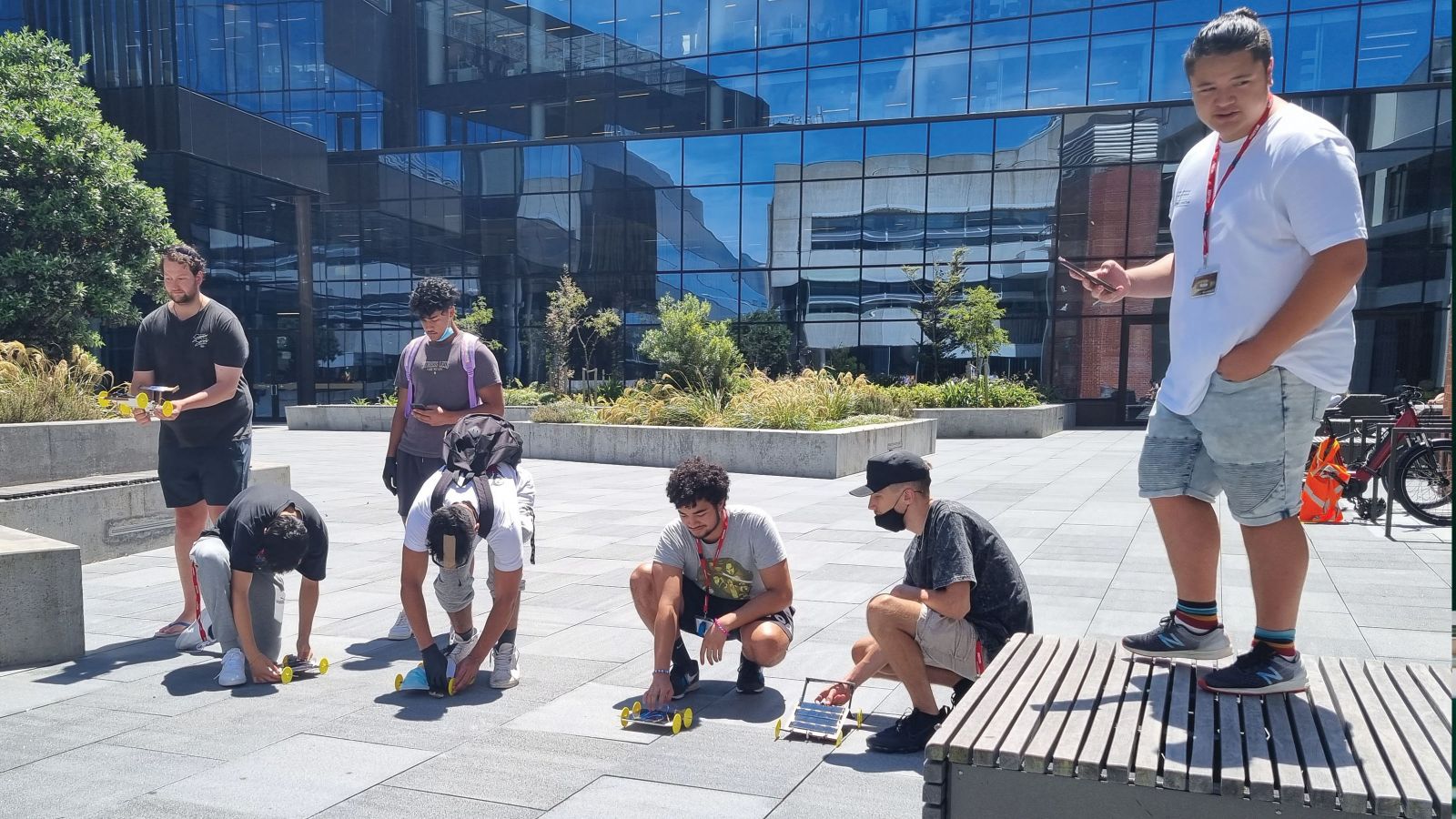 Students racing solar cars