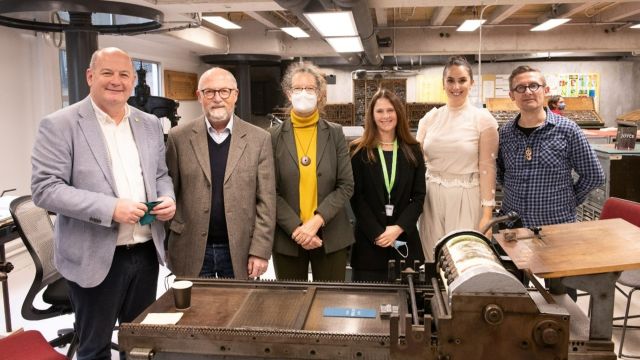 L-R: HE Peter Ryan, Ambassador of Ireland; Dr Paddy Twigg, PhD candidate, School of Languages and Cultures; Dr Sydney Shep, Director Wai-te-ata Press; Kathleen Wright, Social and Creative, Wellington Univentures; Faran Foley, Embassy of Ireland; Dr Marco Sonzogni, School of Languages and Cultures