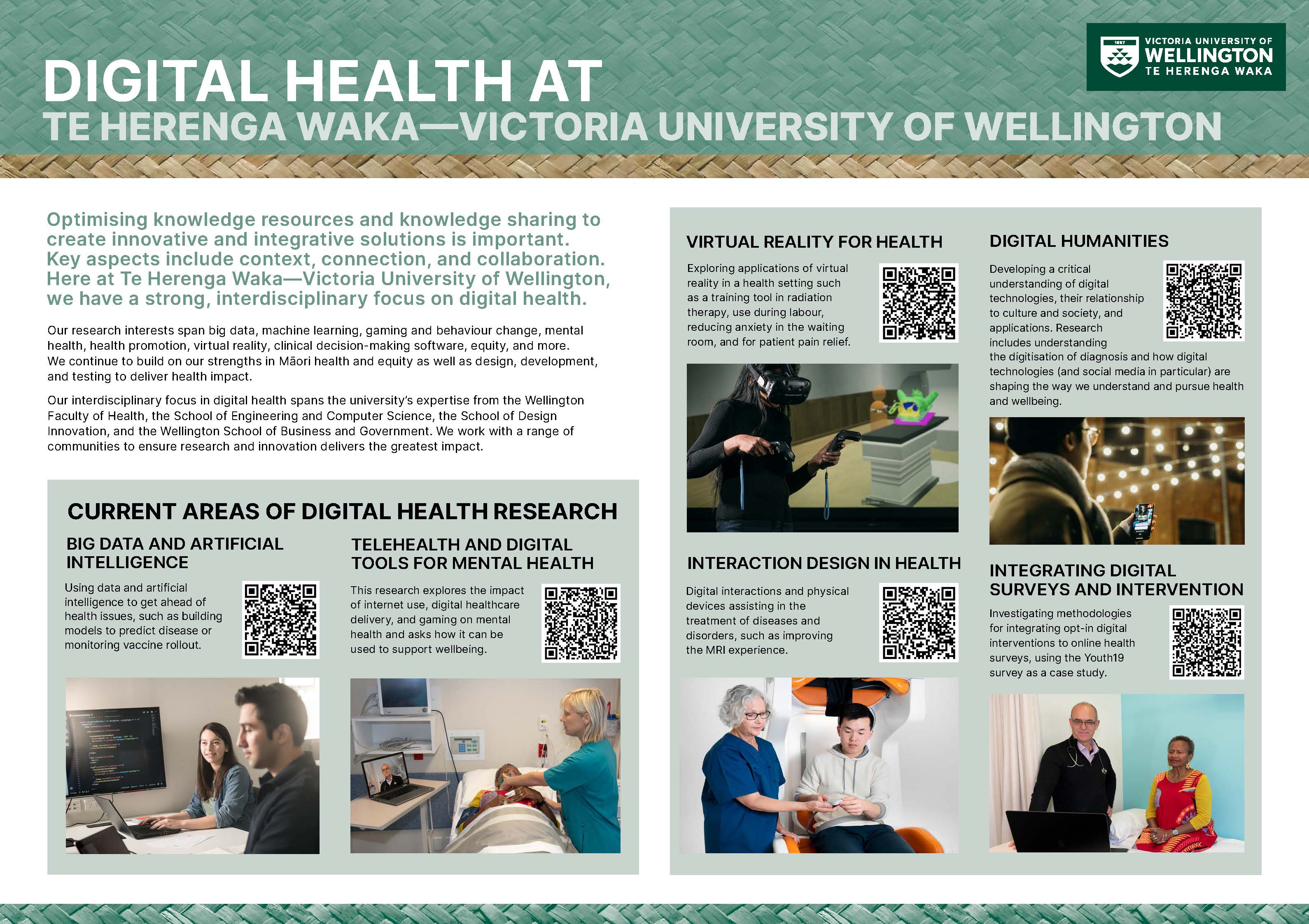 A thumbnail of a poster that has images and Q R codes on it.