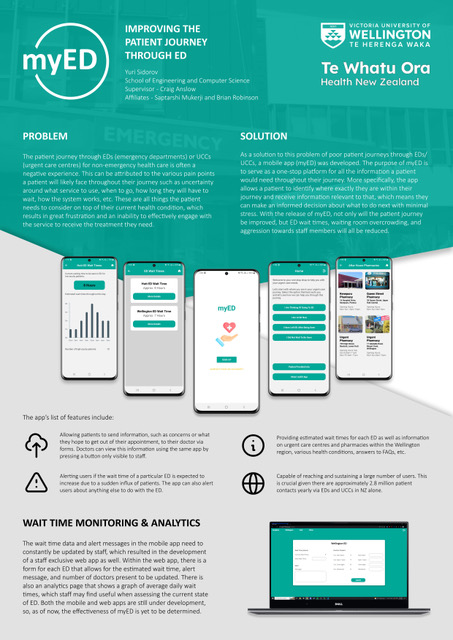 A thumbnail of the My E D poster. The poster has a teal header and white background, with images of smart phones displaying the application. 