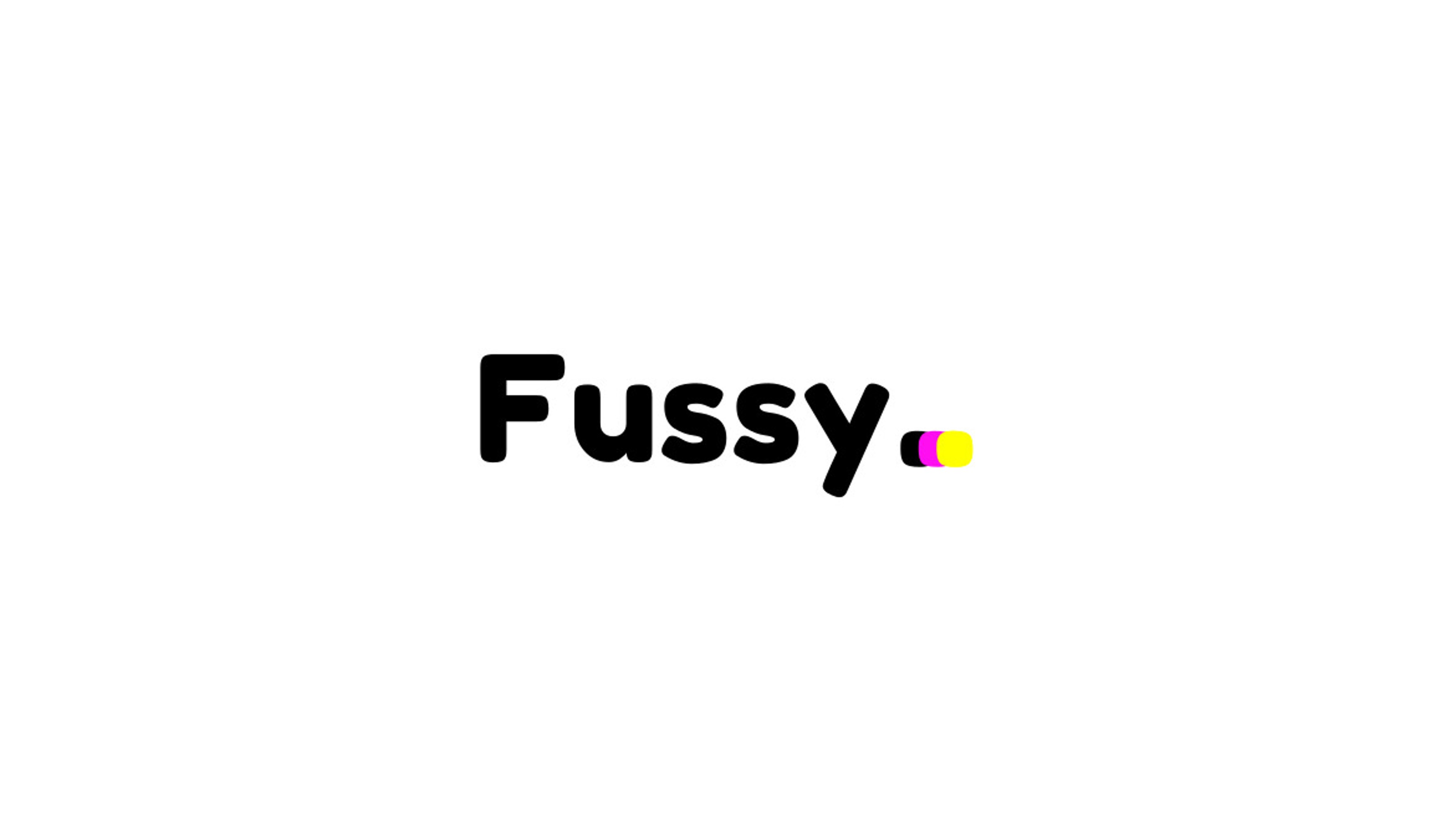 Fussy-Logo.jpg Logo for fussy work with a black, pink, yellow rectangle.