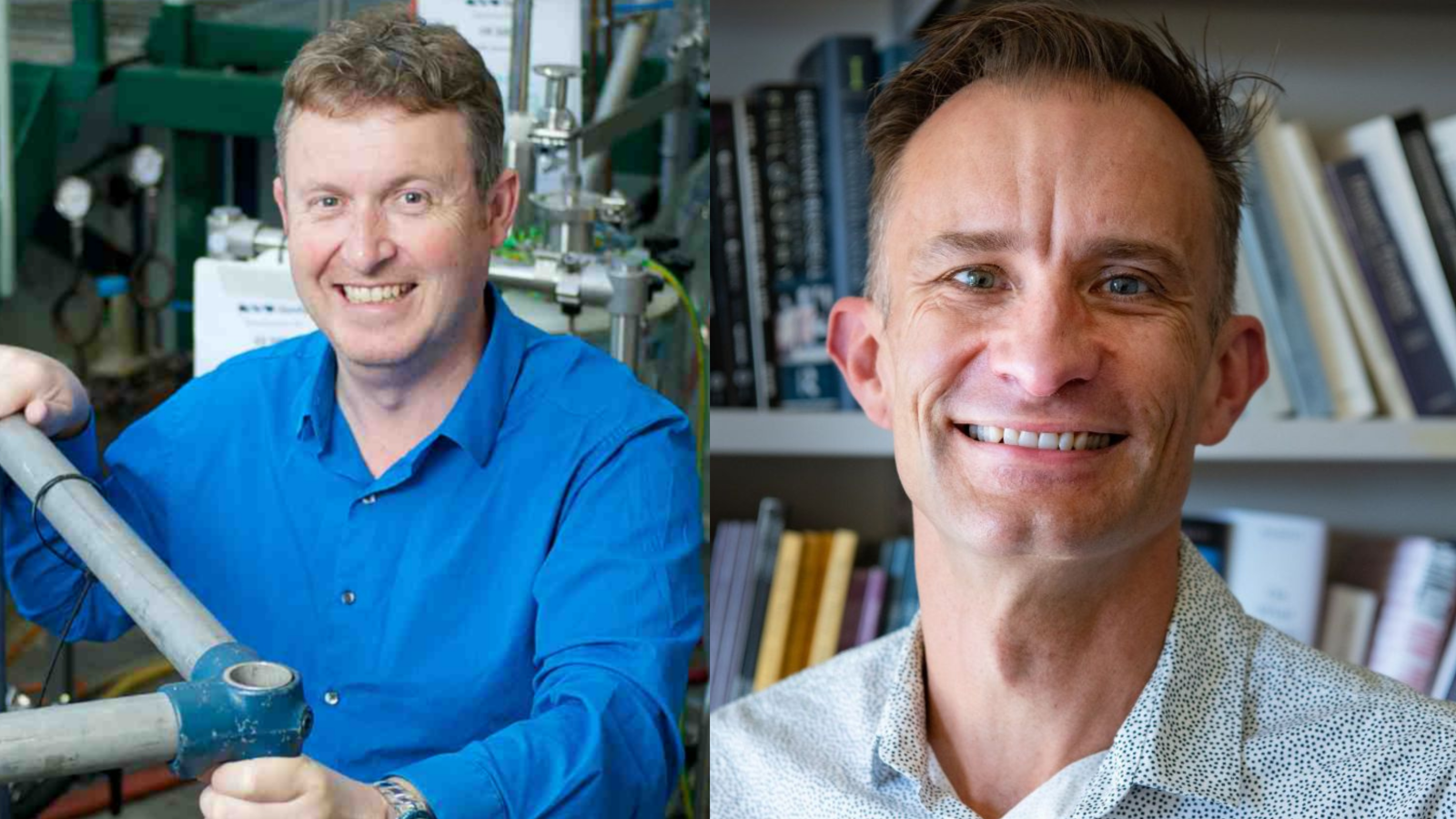 Professor Gary Evans and Professor Simon Keller smiling at the camera.