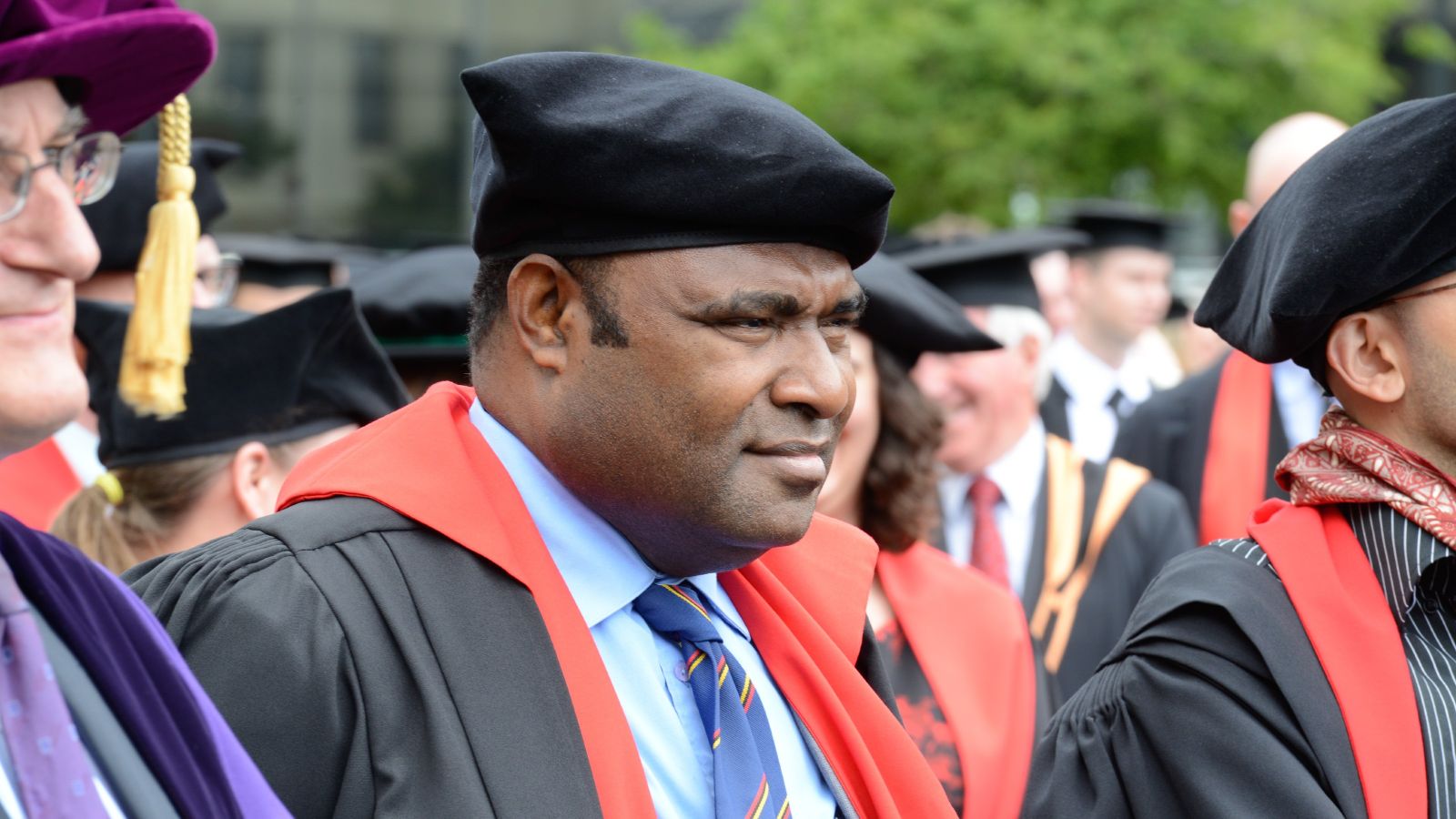 An older Pasifika graduate at the Pasifika graduation ceremony.