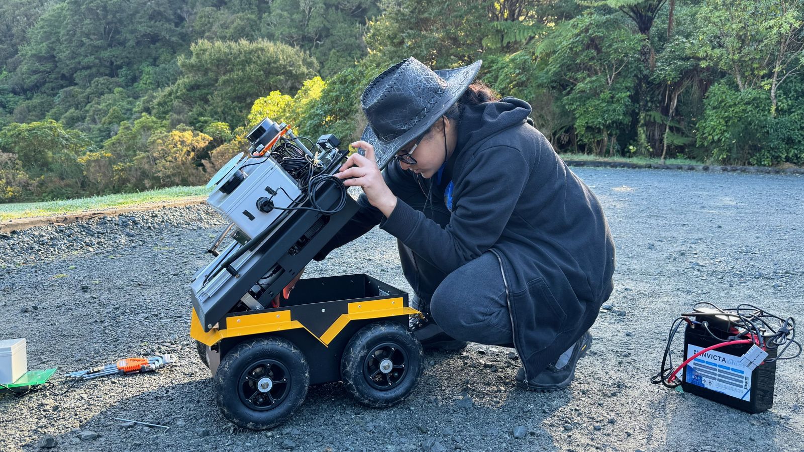 Nipuni checks robot