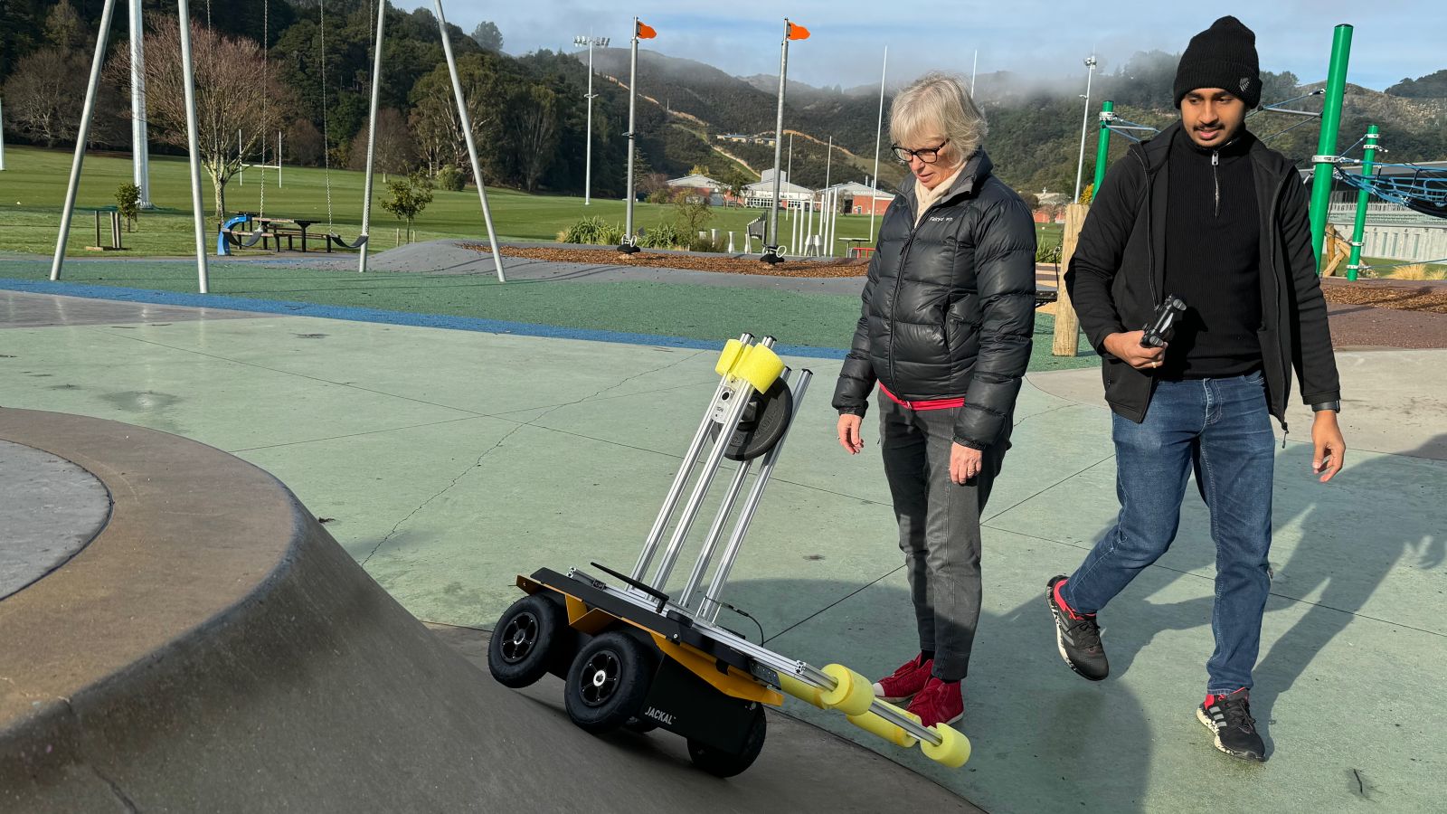 robot testing in skate park
