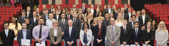 Prizewinners gather in the Memorial Theatre for the 2016 Victoria Business School Excellence Awards