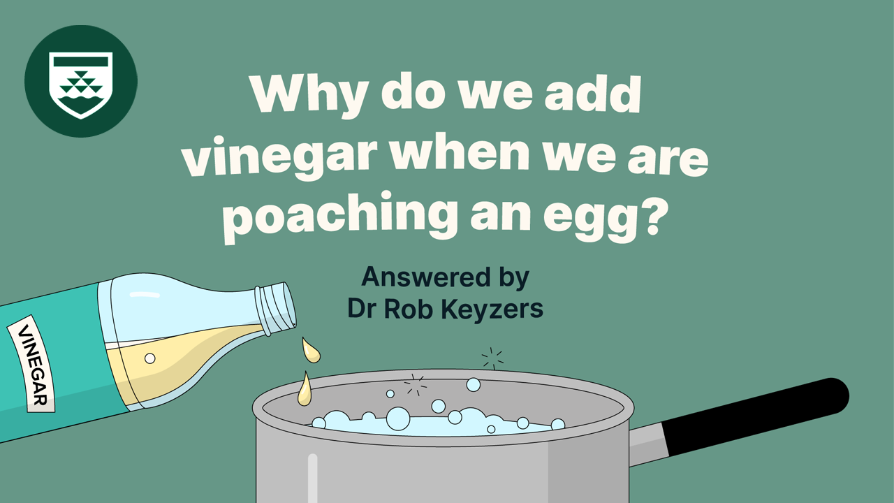 An illustrated image of a boiling pot with vinegar being poured into it and the text